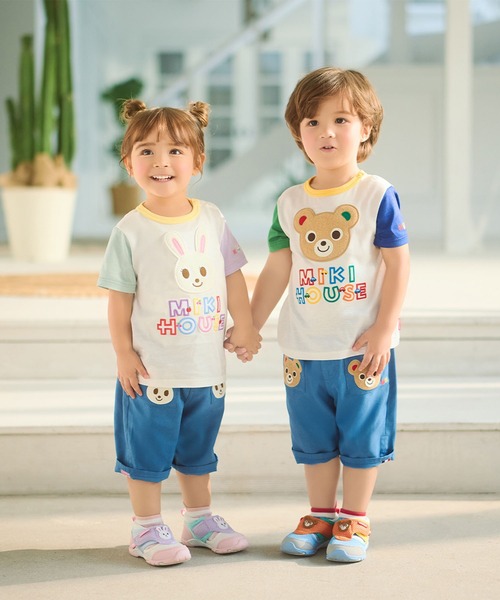 MIKI HOUSE（ミキハウス） tシャツ プッチー＆うさこ ロゴ刺繍半袖T