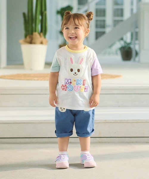 MIKI HOUSE（ミキハウス） tシャツ プッチー＆うさこ ロゴ刺繍半袖T