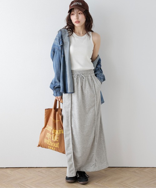 ロング スカート スウェット切替ロングスカート : ZOZOTOWN Yahoo!店
