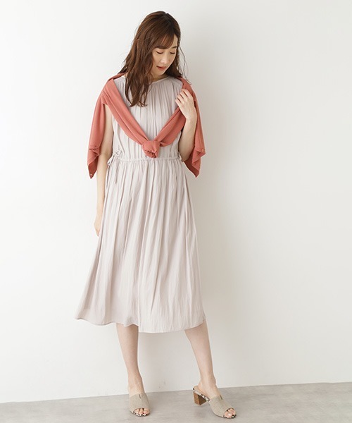 「NATURAL BEAUTY BASIC」 半袖ワンピース SMALL ベージュ レディース_画像3