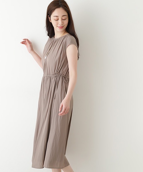 「NATURAL BEAUTY BASIC」 半袖ワンピース SMALL ベージュ レディース_画像6