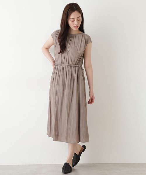 「NATURAL BEAUTY BASIC」 半袖ワンピース SMALL ベージュ レディース_画像7