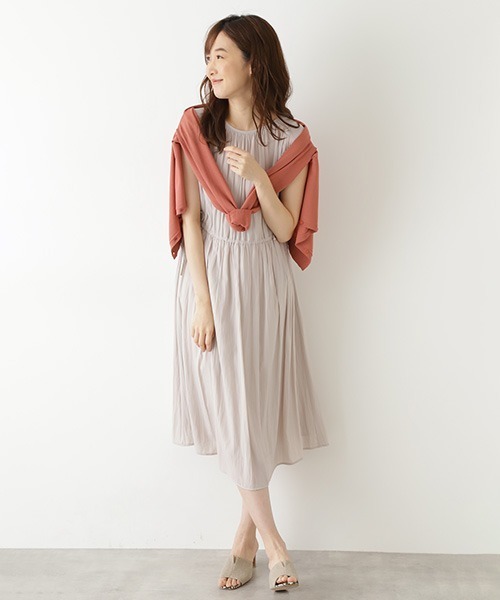 「NATURAL BEAUTY BASIC」 半袖ワンピース SMALL ベージュ レディース_画像9