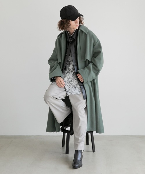 HARE（ハレ） ステンカラーコート SMALL グリーン メンズ : ZOZOTOWN