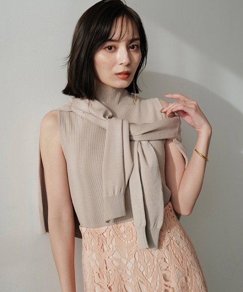 anuans（アニュアンス） ノースリーブニット FREE レッド レディース