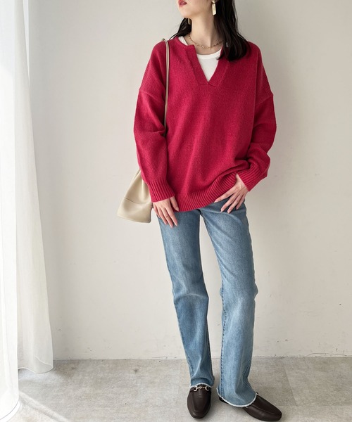 「GeeRA」 長袖ニット LARGE ピンク レディース_画像3