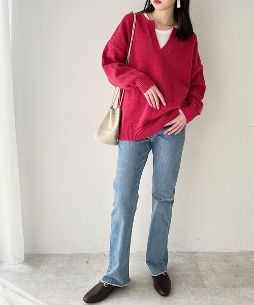 「GeeRA」 長袖ニット LARGE ピンク レディース_画像4