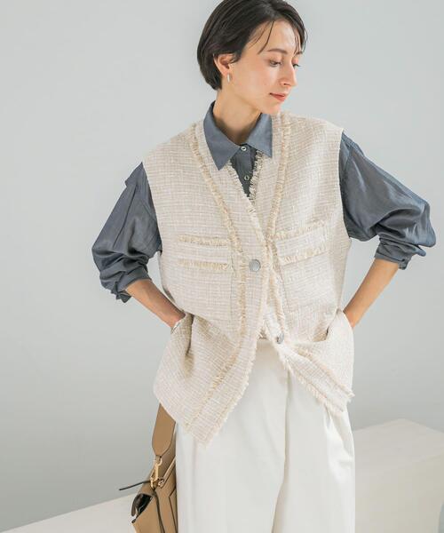 23SS✨サカイ★ツイードプルオーバートップス　ベスト　ジレ ベスト ジレ ツイードオーバージレ レディース : ZOZOTOWN Yahoo!店