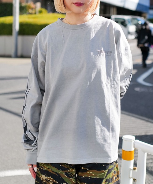 THRASHER（スラッシャー） tシャツ FLAME Pigment L/S T-SHIRTS