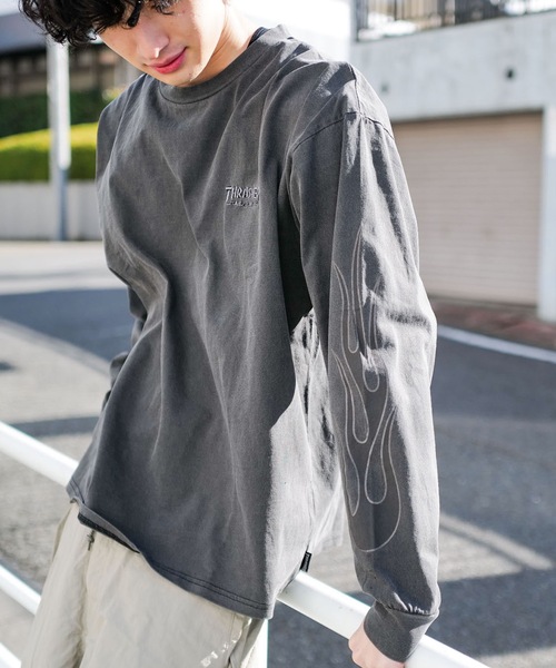 THRASHER（スラッシャー） tシャツ FLAME Pigment L/S T-SHIRTS