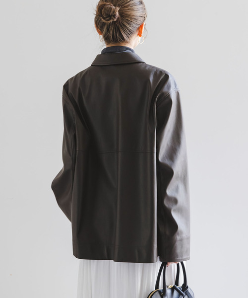 NOBLE（ノーブル） ブラウス シャツ フェイクレザーオーバーシャツ