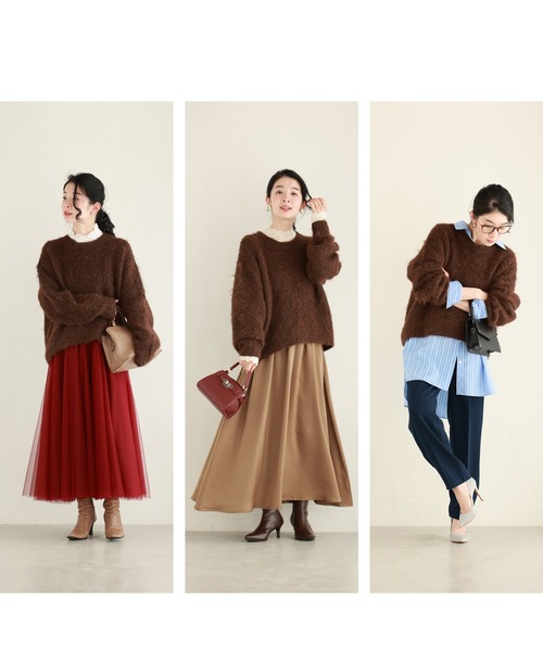 cawaii ニット セーター もっちりふわふわモヘア風ニットプルオーバー