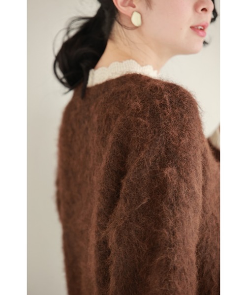 ビアズリー 23AW モヘア 花柄ふわふわニット ブラウン系 フリーサイズ ビアズリー 23AW モヘア 花柄ふわふわニット ブラウン系 フリーサイズ