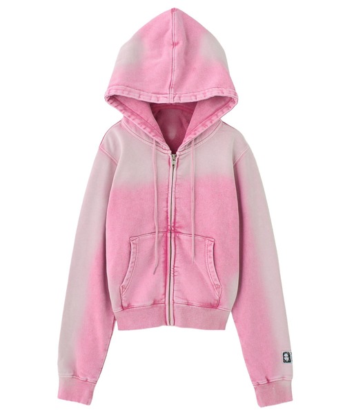 X-girl（エックスガール） パーカー FACE LABEL WASHED COMPACT ZIP UP