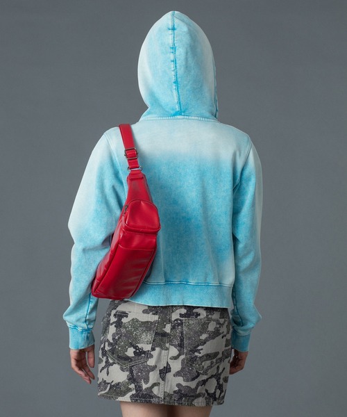 X-girl（エックスガール） パーカー FACE LABEL WASHED COMPACT ZIP UP