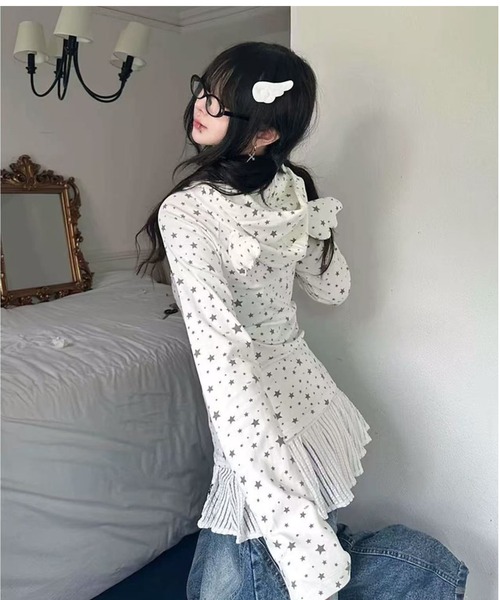 AsRiRe tシャツ バックウィング風 フード付きトップス レディース