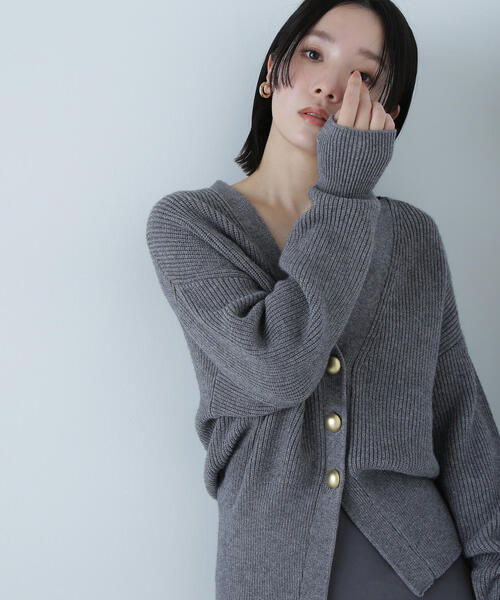natural beauty basic グリーン　ハンドニットカーディガン NATURAL BEAUTY BASIC - natural beauty basic グリーン ハンドニット