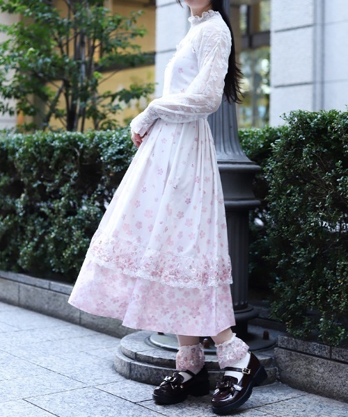 axes femme（アクシーズ ファム） ワンピース 桜レース×桜柄キャミ