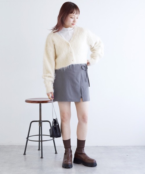 「w closet」 ニットカーディガン FREE レッド レディース_画像6
