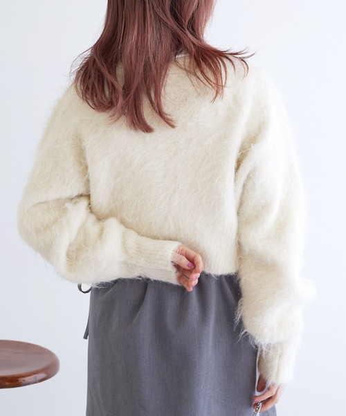 「w closet」 ニットカーディガン FREE レッド レディース_画像8