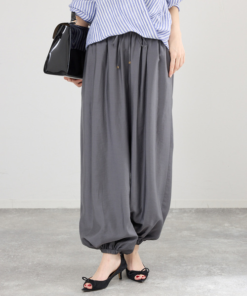 ワイドパンツ パンツ ウォッシャブル バルーンパンツ レディースの画像