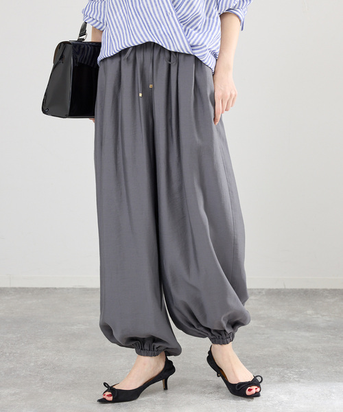 ワイドパンツ パンツ ウォッシャブル バルーンパンツ レディースの画像