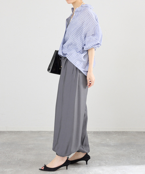 ワイドパンツ パンツ ウォッシャブル バルーンパンツ レディースの画像