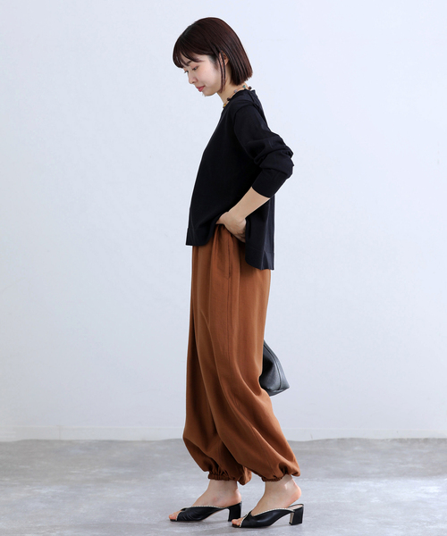 ワイドパンツ パンツ ウォッシャブル バルーンパンツ レディースの画像