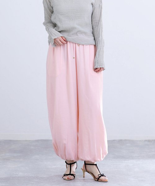 ワイドパンツ パンツ ウォッシャブル バルーンパンツ レディースの画像