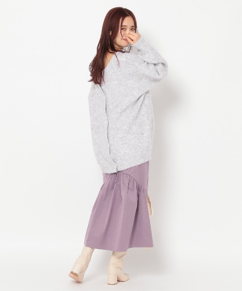 「mysty woman」 ニットカーディガン FREE ライトグレー レディース_画像4