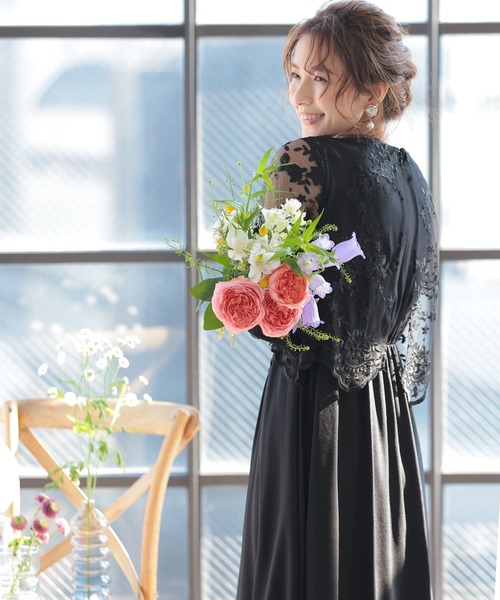 「PourVous」 7分袖ワンピース M ブラック レディース_画像5