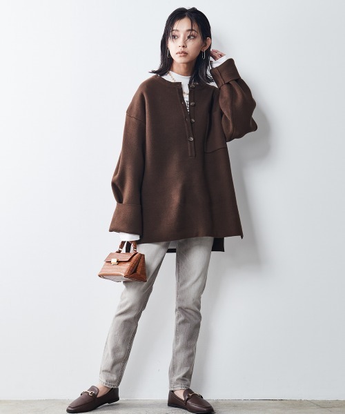 「CHIC STYLE」 長袖ニット L グレー レディース_画像2