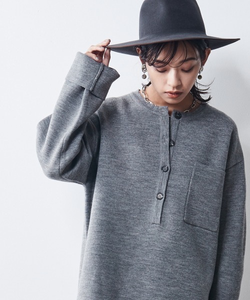 「CHIC STYLE」 長袖ニット L グレー レディース_画像4