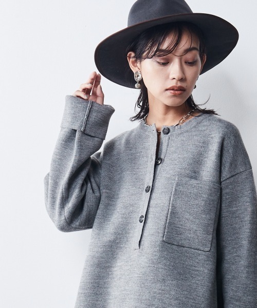 「CHIC STYLE」 長袖ニット L グレー レディース_画像5