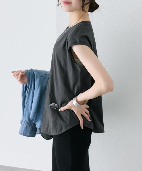pual ce cin tシャツ 汗ジミ防止加工ワンポイントロゴ刺繍フレンチ