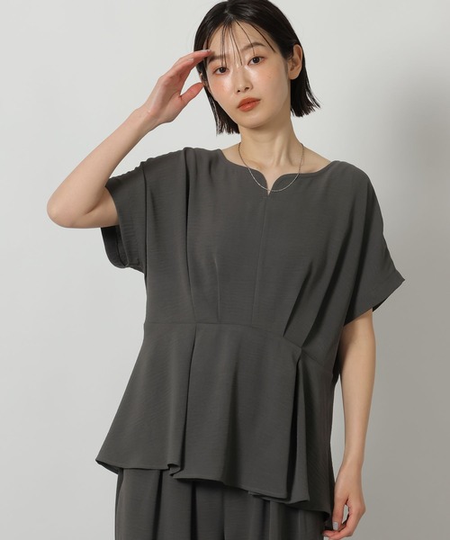 LAKOLE（ラコレ） ブラウス シャツ 半袖 ハートネックタックブラウス