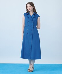​美品 ANAYI アナイ フロントジップ デニム風ワンピース 白 34 ANAYI（アナイ） ワンピース ドライスラブステンカラージレ ワンピース