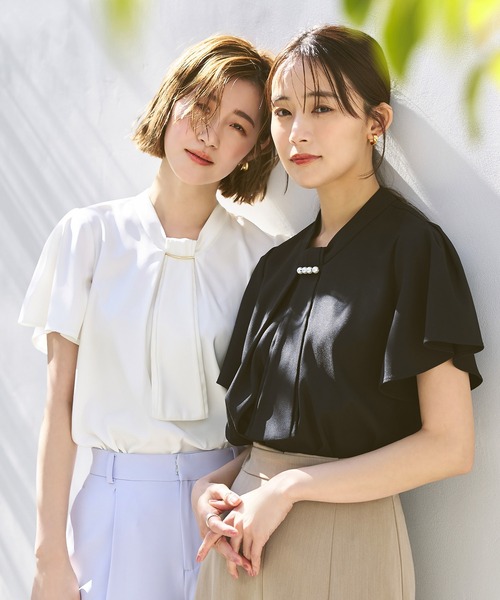 「RUIRUE BOUTIQUE」 半袖ブラウス M グレー レディース_画像2