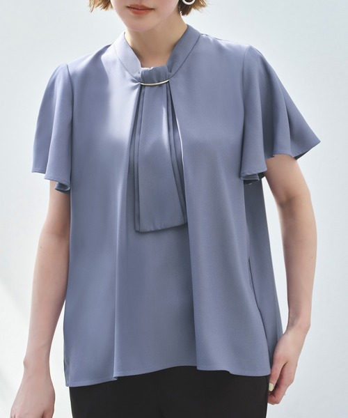 「RUIRUE BOUTIQUE」 半袖ブラウス M グレー レディース_画像7