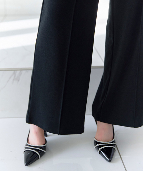 ワイドパンツ パンツ チェーンポイントピンタックカットパンツ レディースの画像