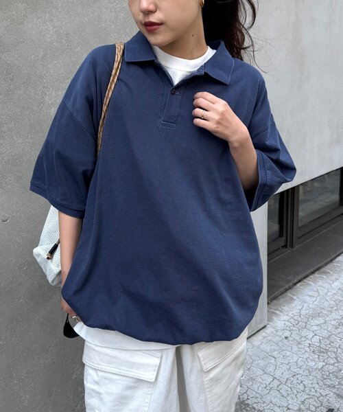 H BEAUTY&YOUTH メッシュシャツ ポロ オーバーサイズ ネイビー L CIAOPANIC TYPY（チャオパニックティピー） ポロシャツ ポロ 「UNISEX