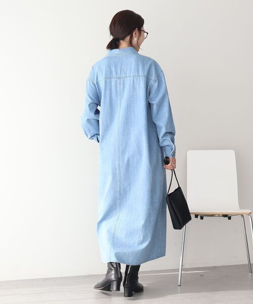「AMERICAN HOLIC」 シャツワンピース L インディゴブルー レディース_画像4
