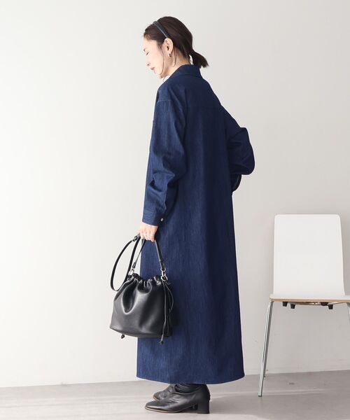 「AMERICAN HOLIC」 シャツワンピース L インディゴブルー レディース_画像9