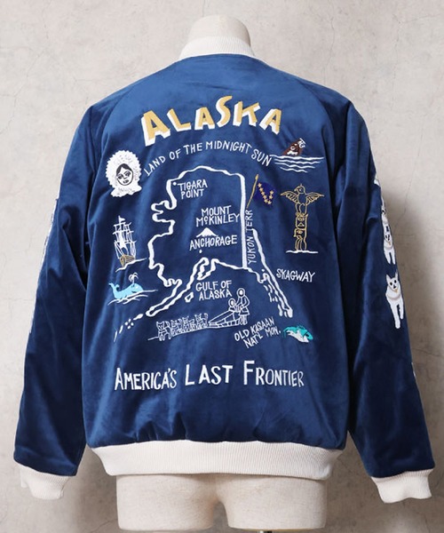 HOUSTON（ヒューストン） スカジャン 別珍スカジャン(ALASKA MAP