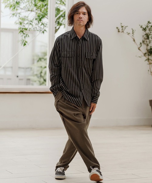メル30935　パンツ交換 CAMBIO（カンビオ） パンツ mp15522- Melange Karze Tuck Tapered