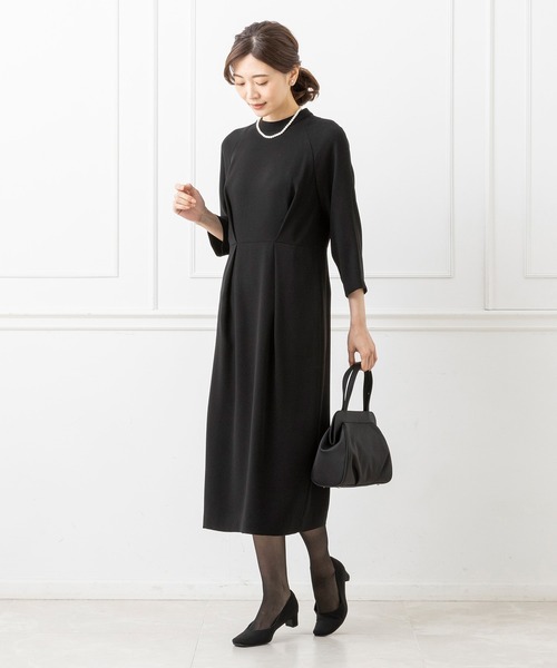 CARETTE ハンドバッグ タックデザインブラックバッグ「喪服用