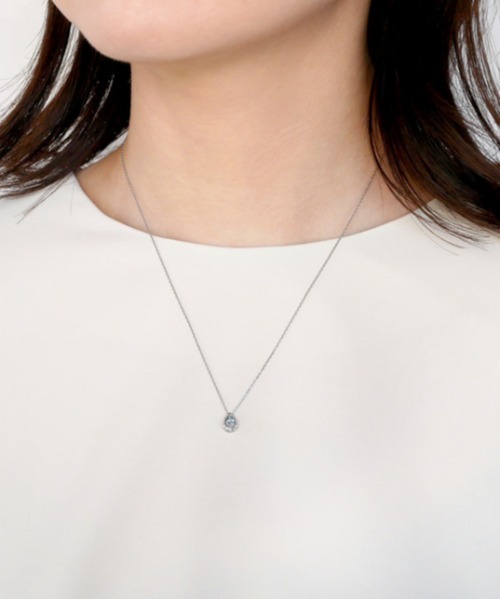 ネックレス プラチナ アクアマリンドロップネックレス レディース  
