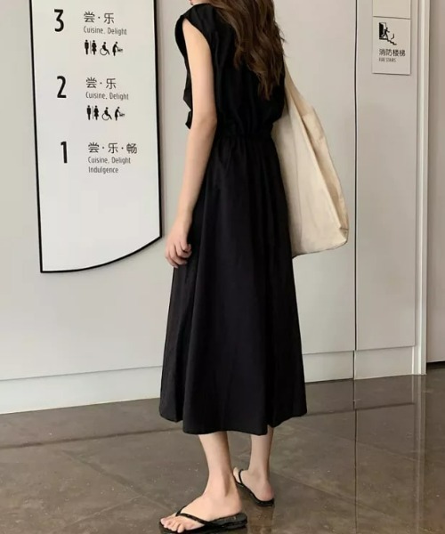 ノースリーブ ウエストゴム フリル ロングワンピース jy8301717_10.jpg
