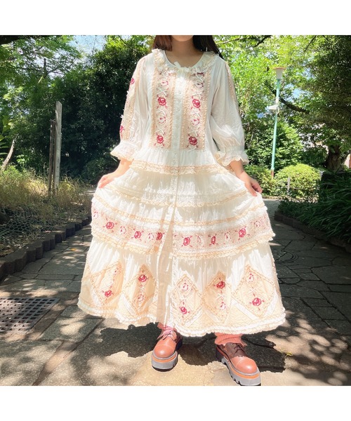 ワンピース ローズチュールレース使いパッチワーク風ワンピース 6010 Zozotown Yahoo 店 通販 Yahoo ショッピング