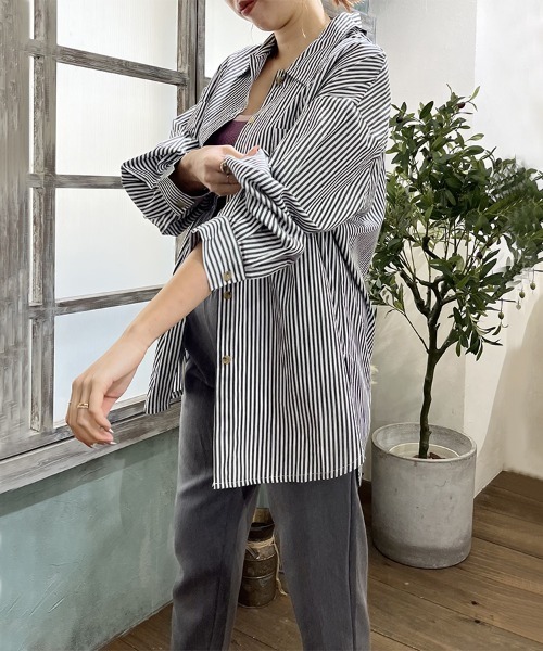 美品✨ドゥーズィエムクラス オーバーサイズシャツ ビッグシルエット ストライプ Deuxieme Classe（ドゥーズィエムクラス） | オーバーサイズ ノー